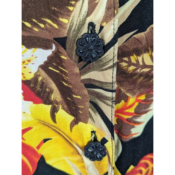 VINTAGE BOULEVARD DE PARIS Boho Button-Front Floral Maxi Dress Lace-Up Large - Picture 4 of 9